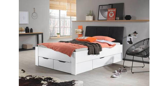 STAURAUMBETT 140/200 cm  in Weiß  - Schwarz/Weiß, Design, Holzwerkstoff/Textil (140/200cm) - Xora