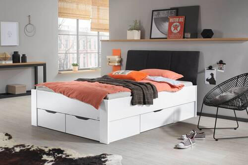 STAURAUMBETT 140/200 cm  in Weiß  - Schwarz/Weiß, Design, Holzwerkstoff (140/200cm) - Xora