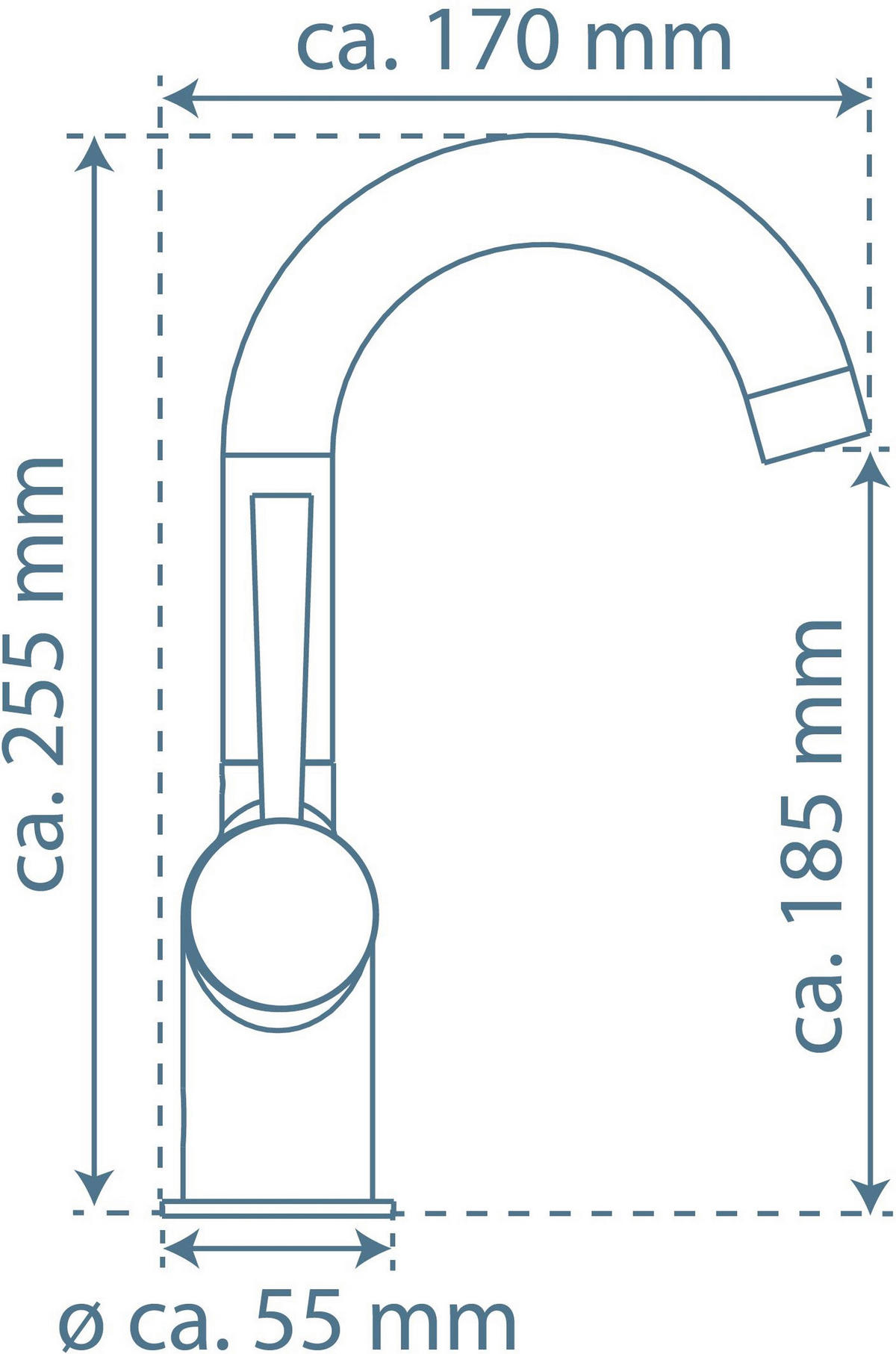 WASCHTISCHARMATUR 15/25,7/12,5 cm  - Schwarz, Basics, Metall (15/25,7/12,5cm)