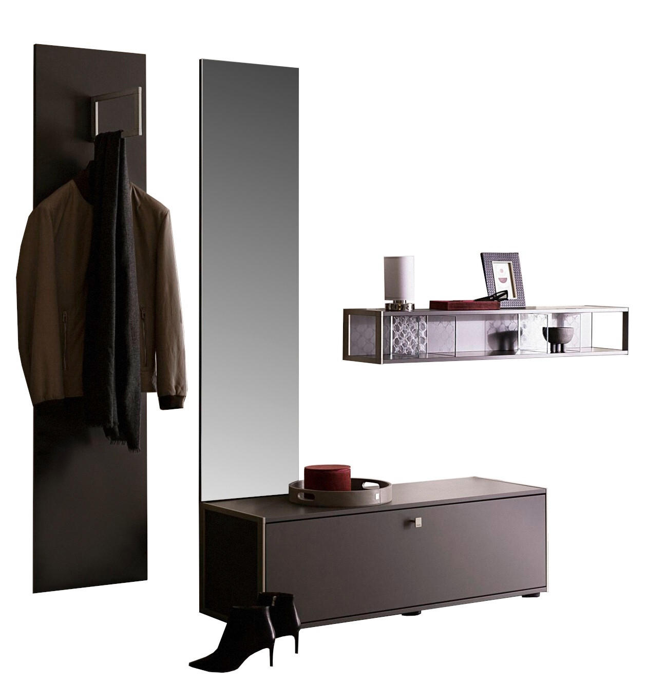 GARDEROBE  in 240/195/43 cm  - Schieferfarben/Silberfarben, Design, Holzwerkstoff/Metall (240/195/43cm) - Joop!