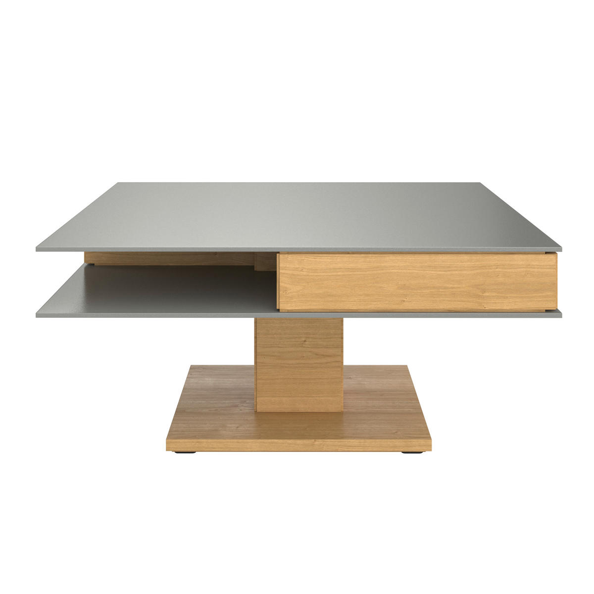 COUCHTISCH in Holz, Glas, Holzwerkstoff 90/90/43 cm  - Eichefarben/Grau, Design, Glas/Holz (90/90/43cm) - Voglauer