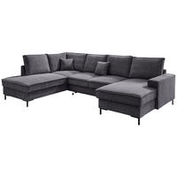 SJEDEĆA GARNITURA tekstil  siva   - siva/crna, Moderno, tekstil/metal (198/309/150cm) - MID.YOU