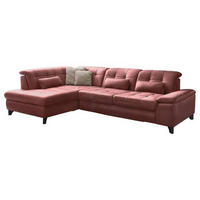 ECKSOFA in Echtleder Dunkelrot  - Schwarz/Dunkelrot, Design, Leder/Metall (211/309cm) - Beldomo Speed