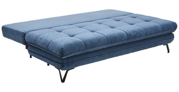 SCHLAFSOFA Samt Dunkelblau - Schwarz/Dunkelblau, Design, Textil/Metall (205/79-96/95cm) - Novel