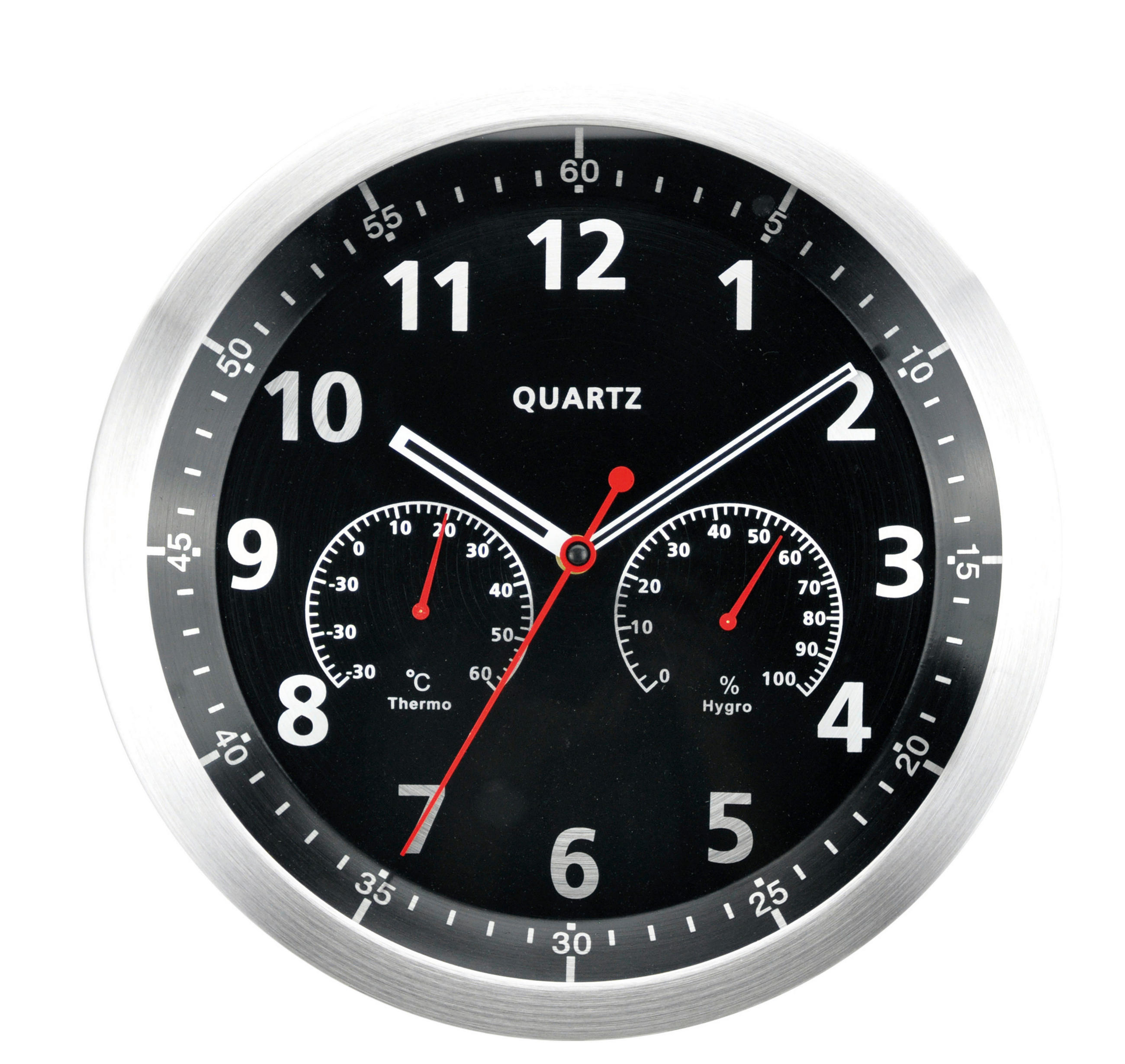 WANDUHR Rot, Schwarz, Weiss  - Weiss/Rot, Basics, Glas/Kunststoff (34,7cm) - Ambia Home