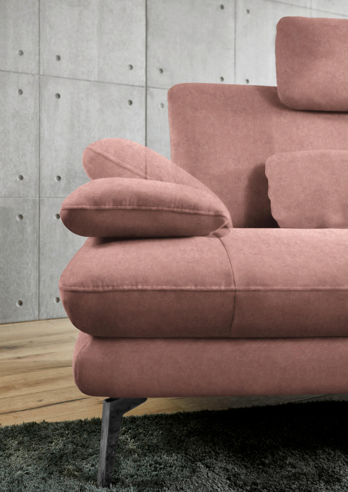 ECKSOFA in Velours Flieder  - Flieder/Schwarz, Design, Textil/Metall (284/184cm) - Dieter Knoll