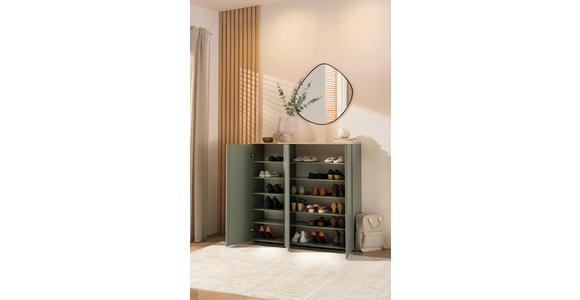 SCHUHSCHRANK 120,3/113,2/34 cm  - Eichefarben/Schwarz, Design, Holzwerkstoff/Kunststoff (120,3/113,2/34cm) - Voleo