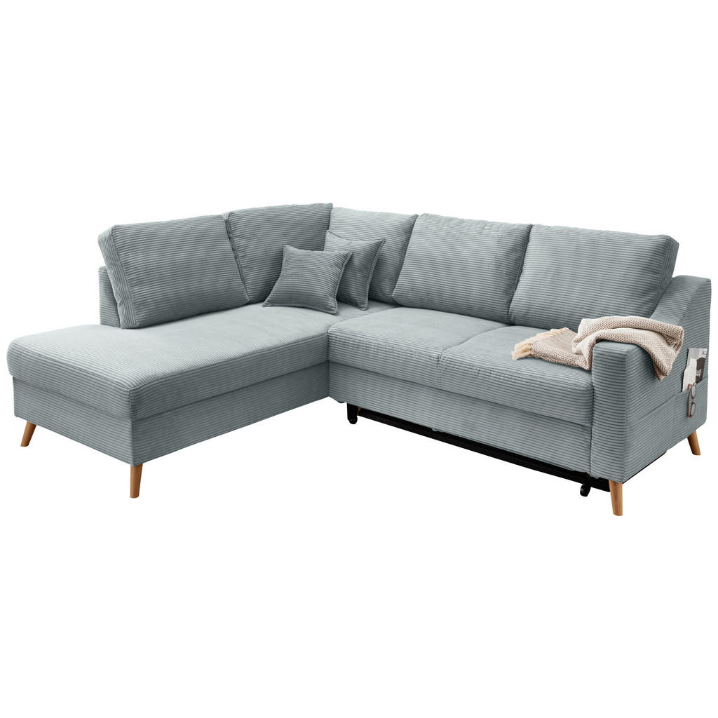 Thumbnail - Livetastic Ecksofa Valentina, Hellblau, Textil, Buche, Uni, 4-Sitzer, Füllung: Schaumstoff, Ottomane links, L-Form, 230x...