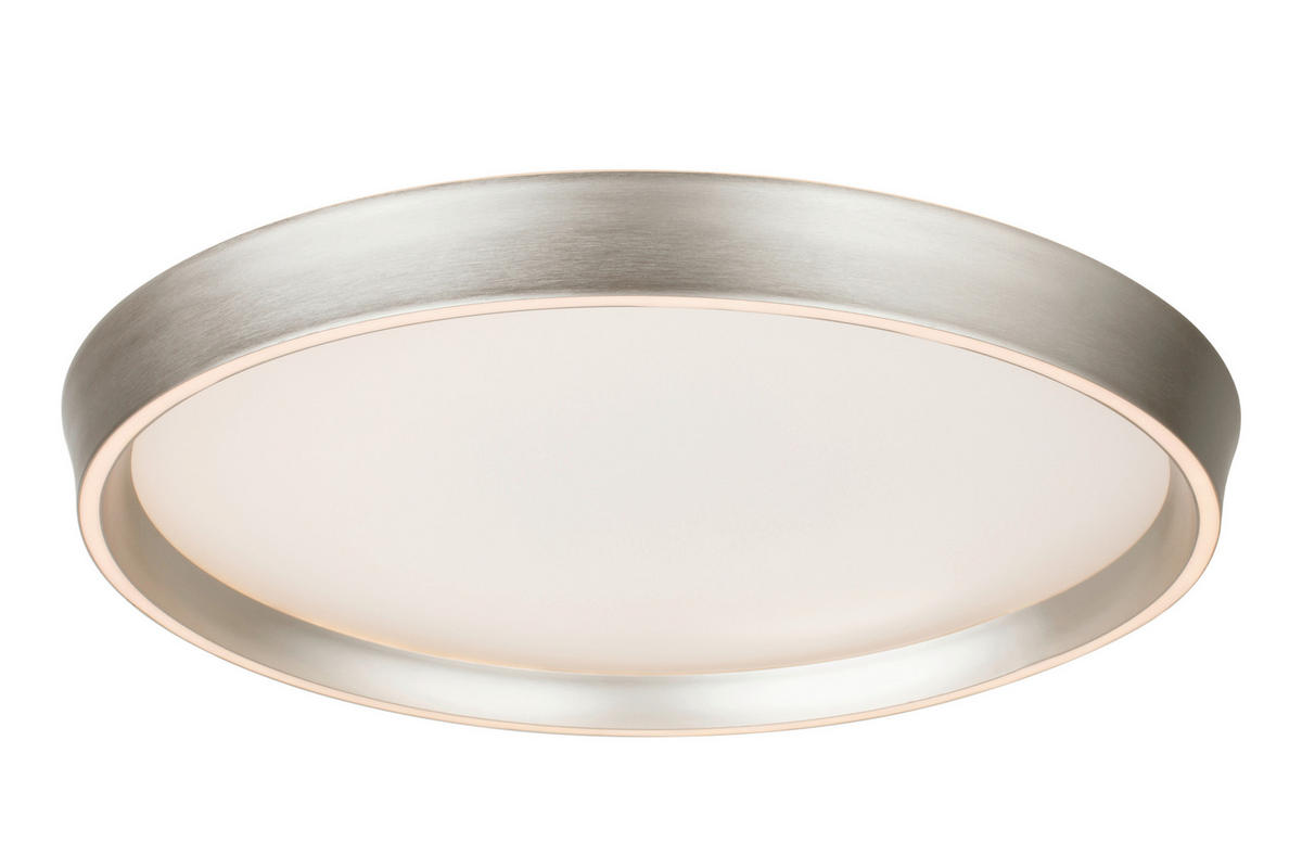 LED-DECKENLEUCHTE 49/8 cm  - Weiß/Nickelfarben, Design, Kunststoff/Metall (49/8cm) - Dieter Knoll