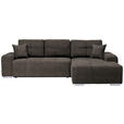 ECKSOFA Braun Webstoff Zierkissen, Rückenkissen, Bettkasten, Schlaffunktion, Rücken echt  - Silberfarben/Braun, Design, Kunststoff/Textil (280/194cm) - Carryhome