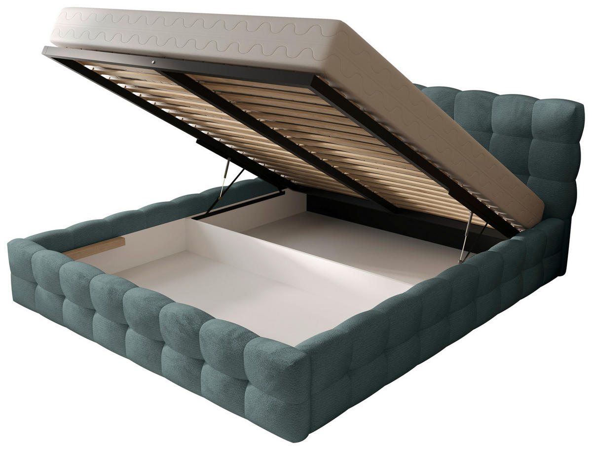 POLSTERBETT 180/200 cm,  in Grau, gepolstertes Kopfteil, Bettkasten,  - Schwarz/Grau, MODERN, Holz/Kunststoff (180/200cm) - Chameo