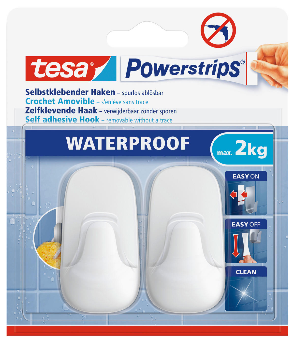 KLEBEHAKEN 2 Stück  in Weiß  - Weiß, Basics, Kunststoff (12/14/3cm) - Tesa