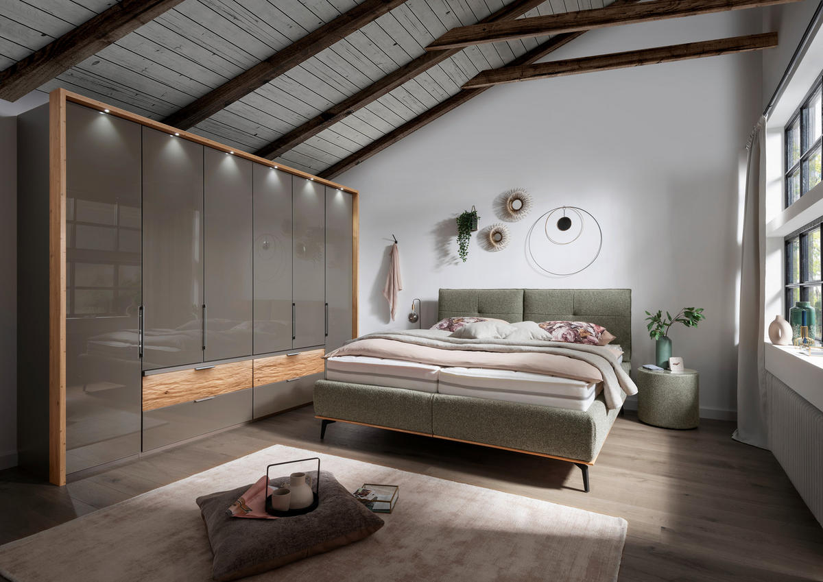 POLSTERBETT 180/200 cm  in Olivgrün  - Weiss/Creme, Design, Holz/Holzwerkstoff (180/200cm) - Beldomo - Sleep