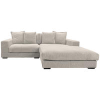 ECKSOFA  Cord Hellgrau  - Hellgrau/Schwarz, Design, Kunststoff/Textil (285/195cm) - MID.YOU
