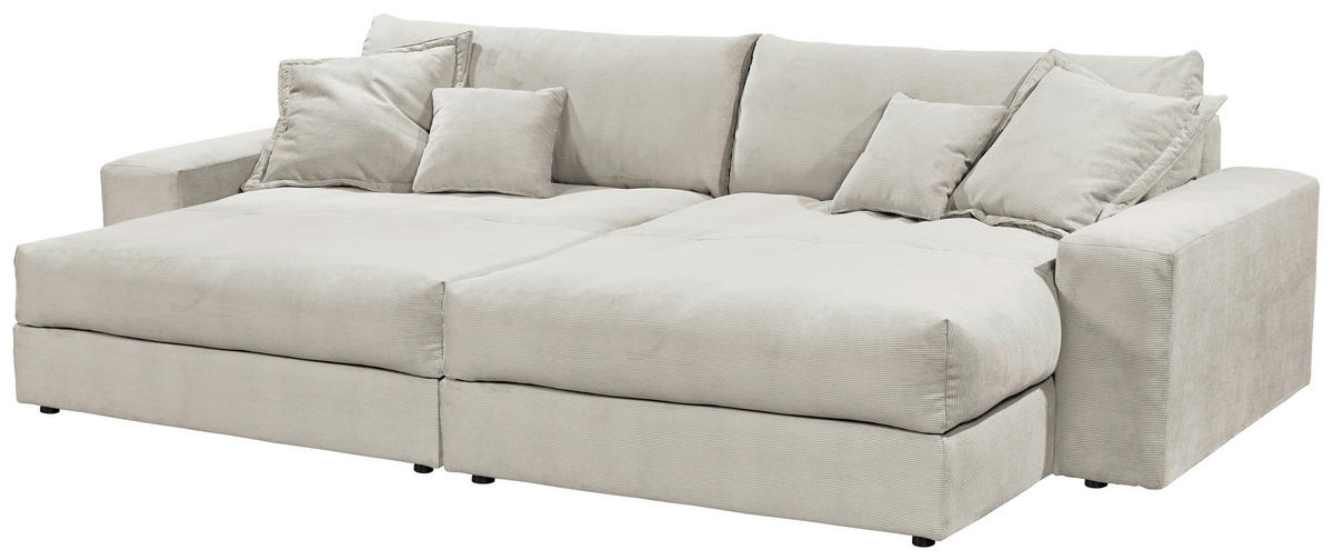 BIGSOFA KAMIL Cord Beige  - Beige/Schwarz, MODERN, Kunststoff/Textil (300/70/180cm) - Livetastic