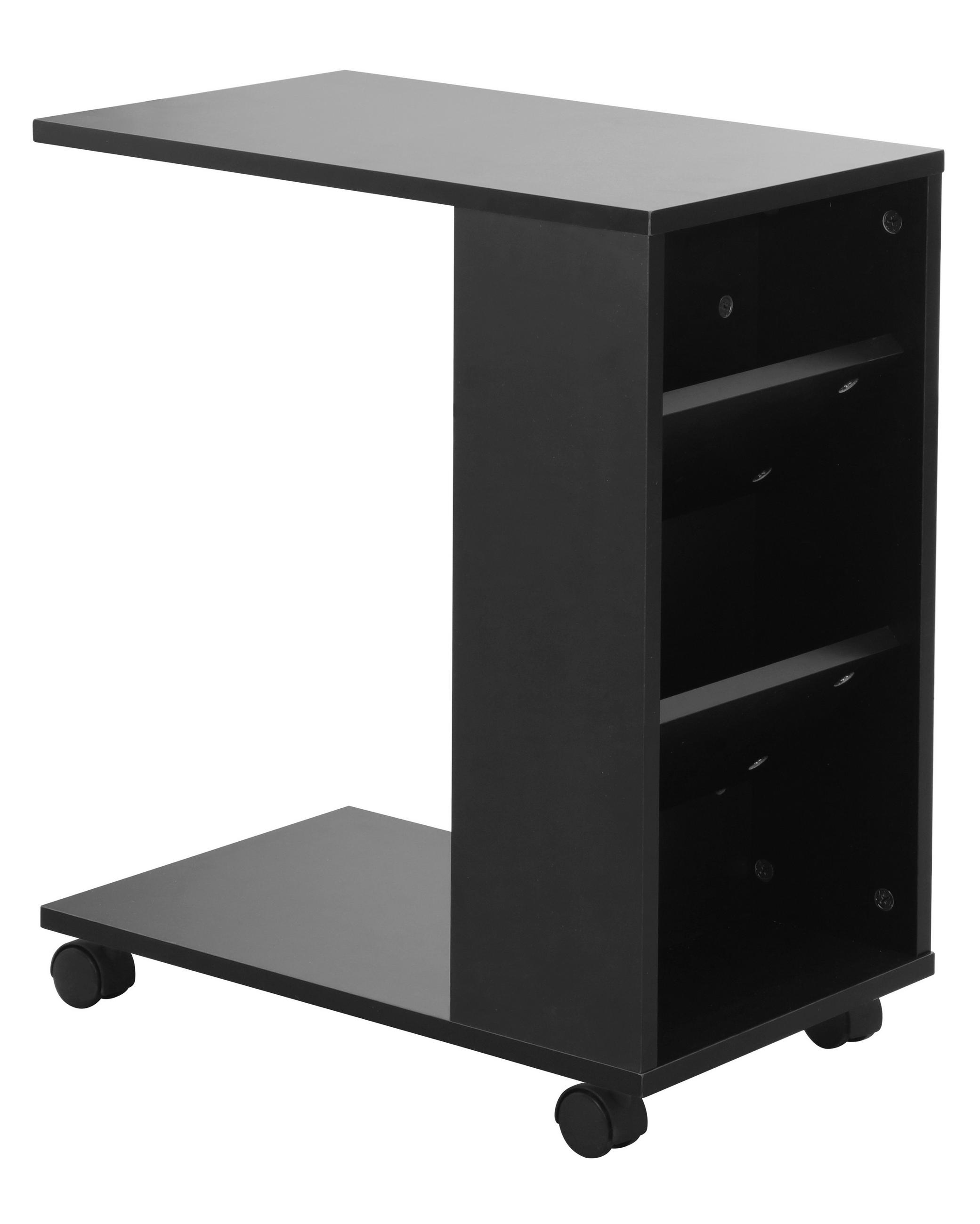 SERVIERWAGEN Schwarz  - Schwarz, Design, Holzwerkstoff/Kunststoff (50/30/60cm) - MID.YOU