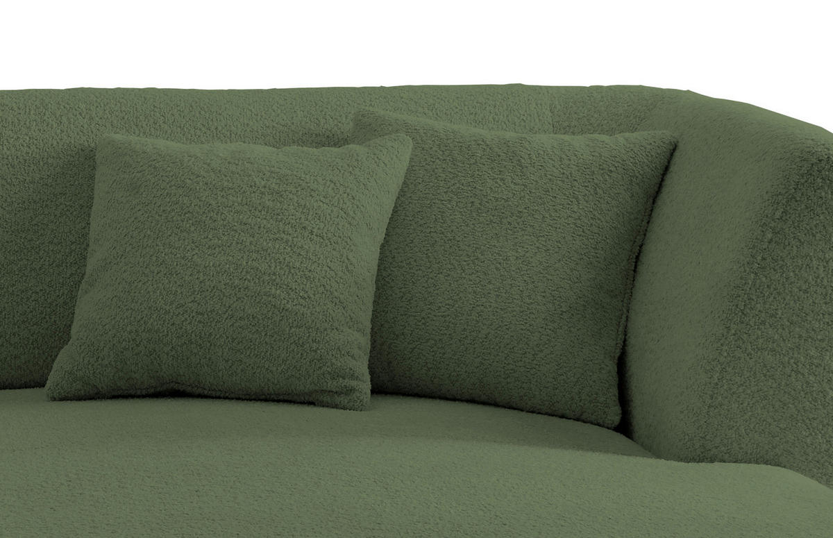 ECKSOFA in Bouclé Dunkelgrün  - Dunkelgrün/Schwarz, Modern, Holz/Textil (264/160cm) - MID.YOU