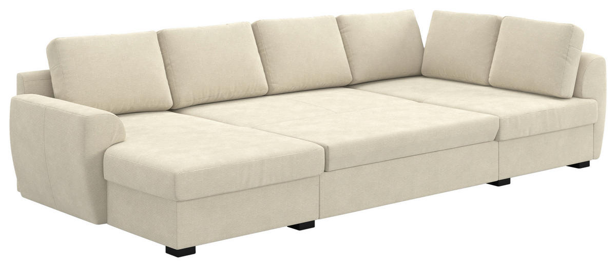 SJEDEĆA GARNITURA tekstil  bež   - bež/crna, Trend, tekstil/plastika (154/327/86cm) - MID.YOU