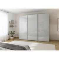 SCHWEBETÜRENSCHRANK 301/223/68 cm 3-türig Grau  - Grau, KONVENTIONELL, Glas/Holzwerkstoff (301/223/68cm) - Novel