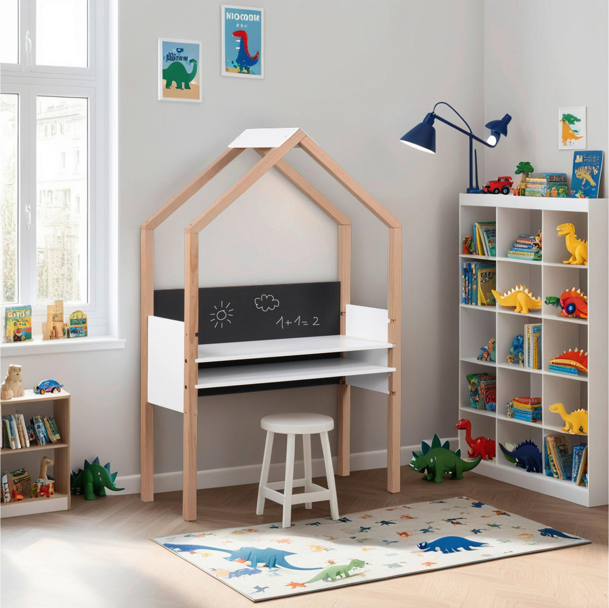 KINDERSCHREIBTISCH 100/40/155 cm Pinie massiv  - Anthrazit/Weiß, Design, Holz/Holzwerkstoff (100/40/155cm) - home24