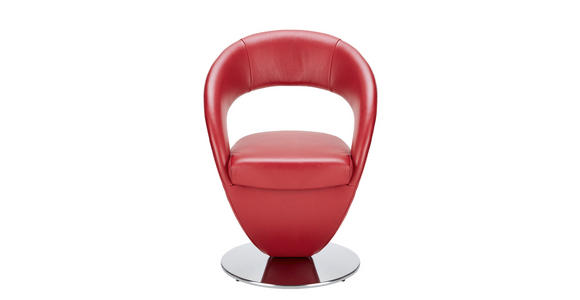STUHL in Echtleder pigmentiert Leder - Edelstahlfarben/Rot, Design, Leder/Metall (62/86/61cm) - Moderano