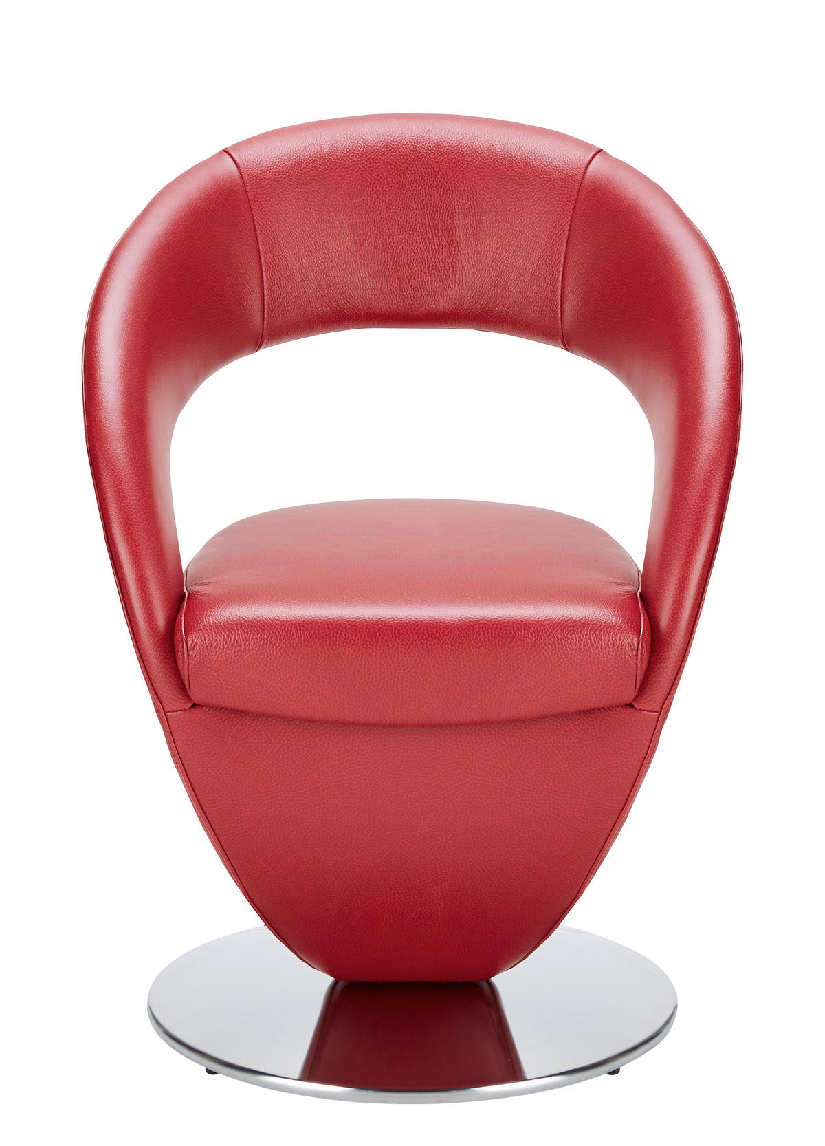 STUHL  in Echtleder pigmentiert Leder  - Edelstahlfarben/Rot, Design, Leder/Metall (62/86/61cm) - Moderano