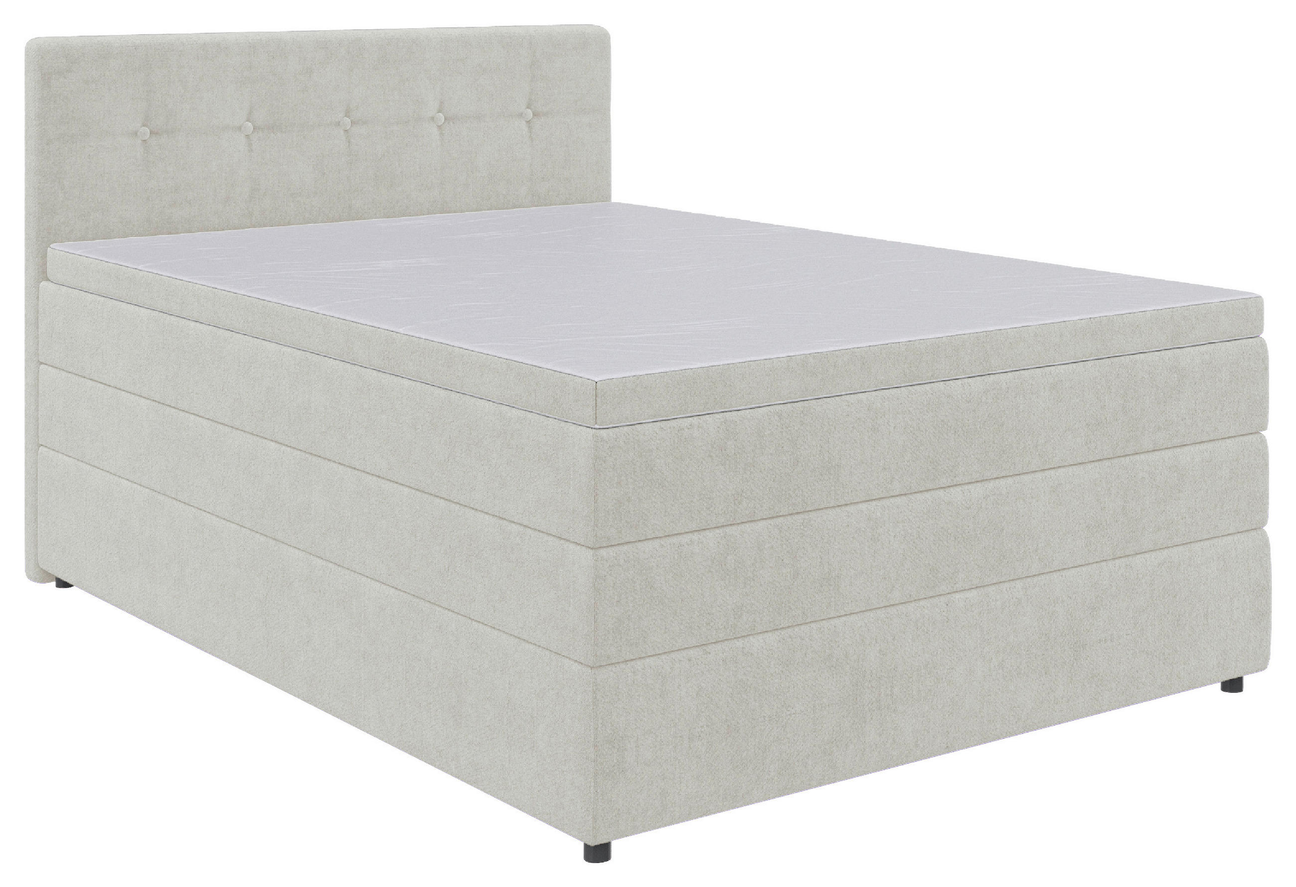 BOXSPRINGBETT 140/200 cm  in Creme  - Creme/Schwarz, KONVENTIONELL, Kunststoff/Textil (140/200cm) - Carryhome