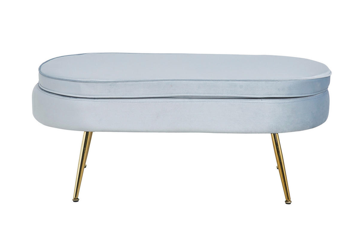 HOCKER in Textil Hellgrau  - Goldfarben/Hellgrau, MODERN, Textil/Metall (99/40/44cm) - Livetastic