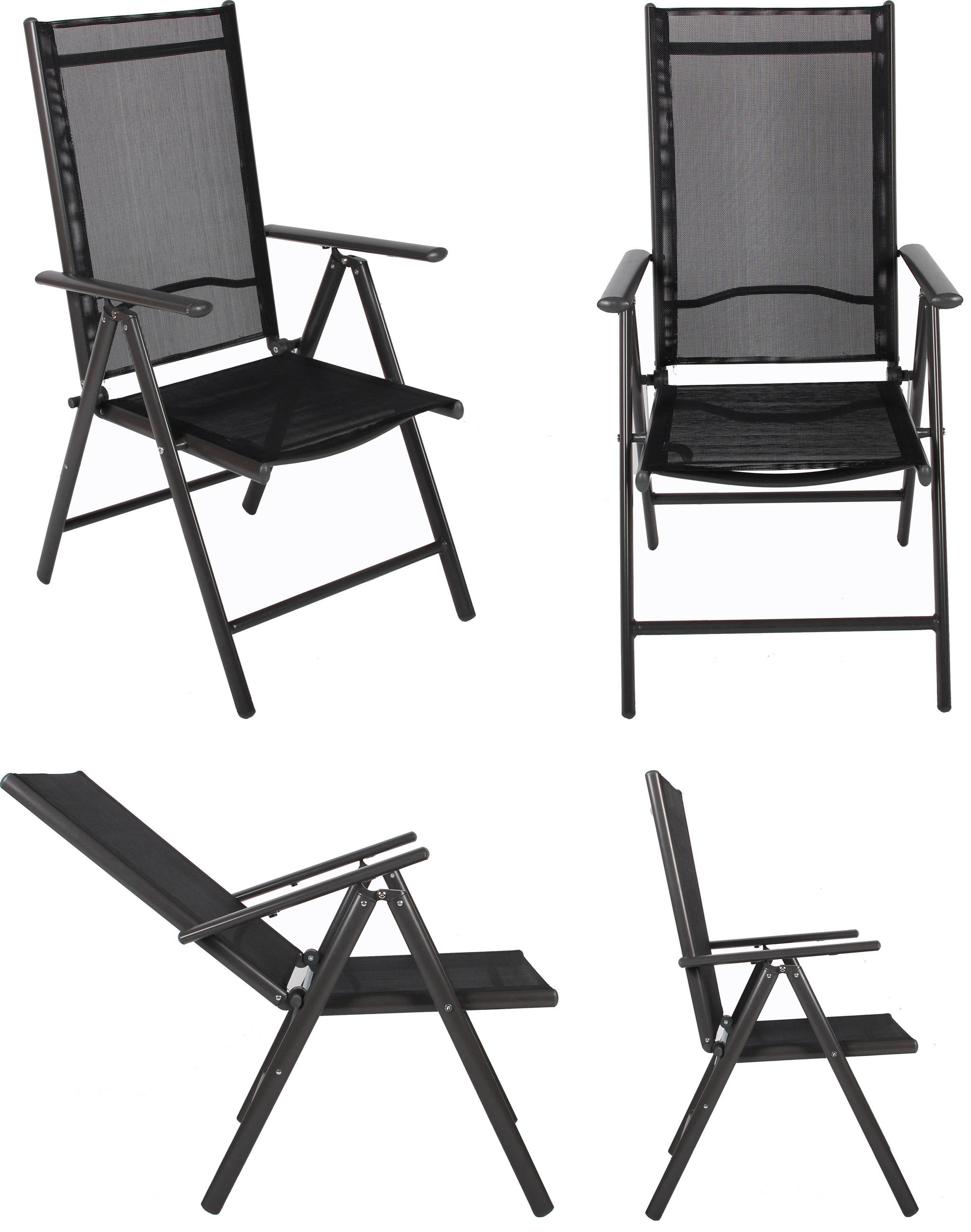 GARTENSTUHL-SET - Anthrazit, Basics, Textil/Metall (56/105/65cm) - MID.YOU
