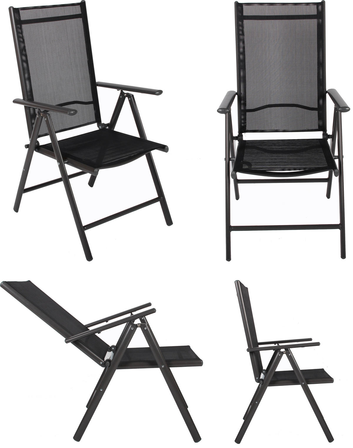 GARTENSTUHL-SET - Anthrazit, Basics, Textil/Metall (56/105/65cm) - MID.YOU