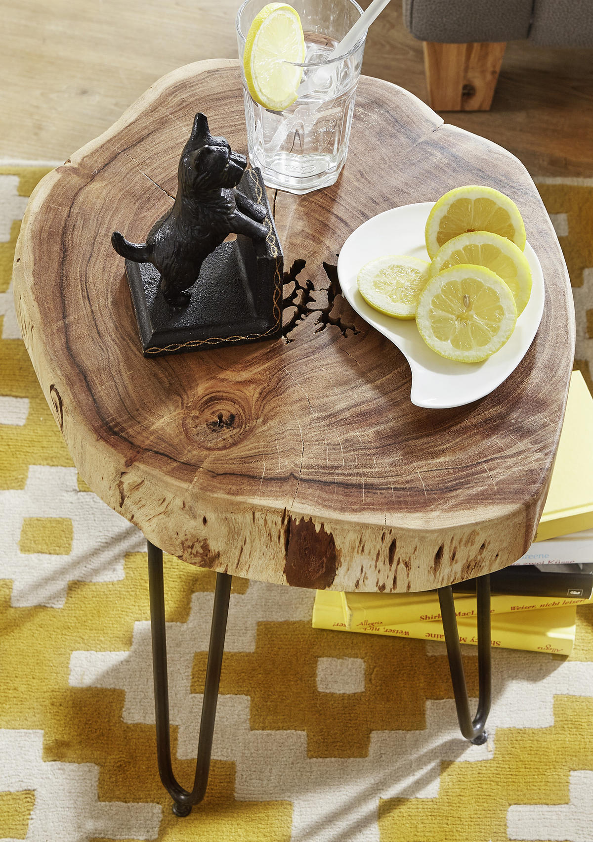 BEISTELLTISCH in Holz 35/35/45 cm  - Schwarz/Akaziefarben, Design, Holz/Metall (35/35/45cm) - MID.YOU