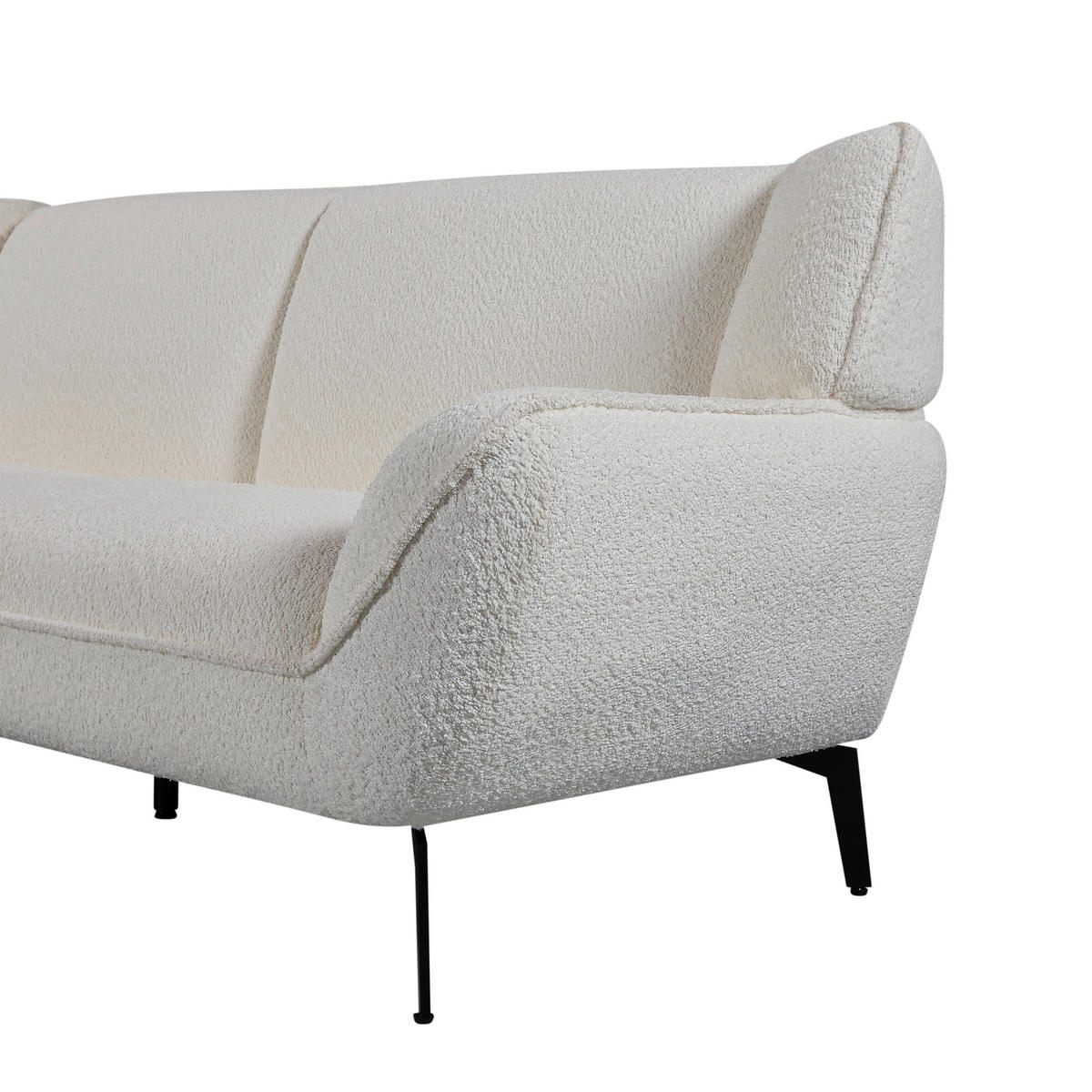 ECKSOFA Creme Bouclé  - Creme/Schwarz, MODERN, Textil/Metall (175/200cm) - MID.YOU