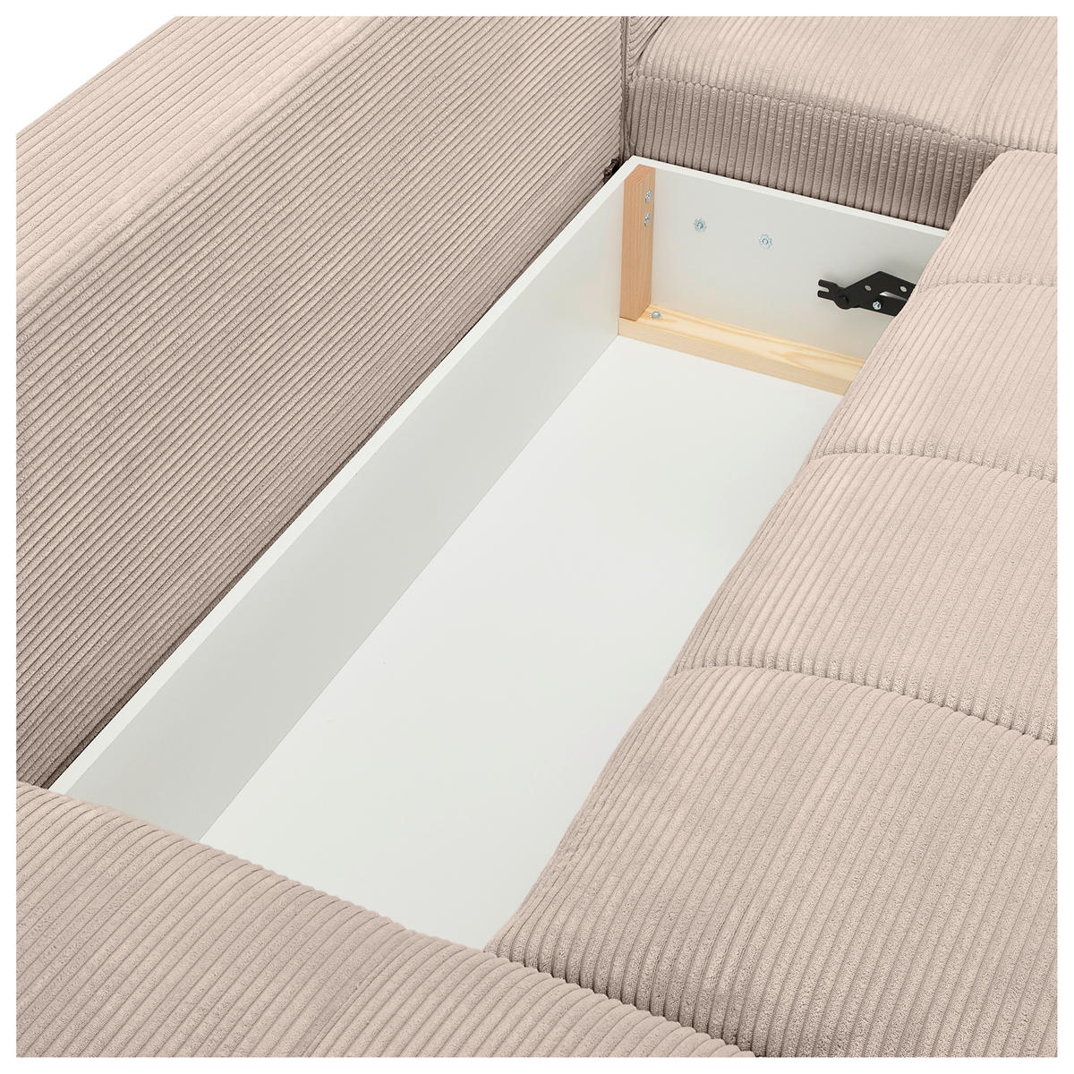 WOHNLANDSCHAFT in Cord Taupe  - Taupe/Chromfarben, KONVENTIONELL, Kunststoff/Textil (180/376/180cm) - Carryhome