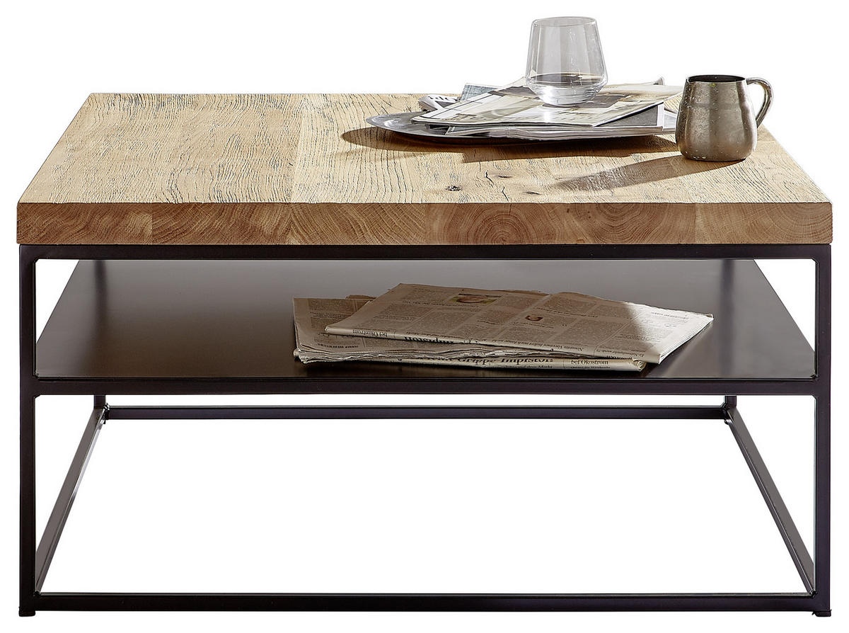 COUCHTISCH in Holz, Metall 80/80/40 cm  - Eichefarben/Schwarz, Design, Holz/Metall (80/80/40cm) - Novel