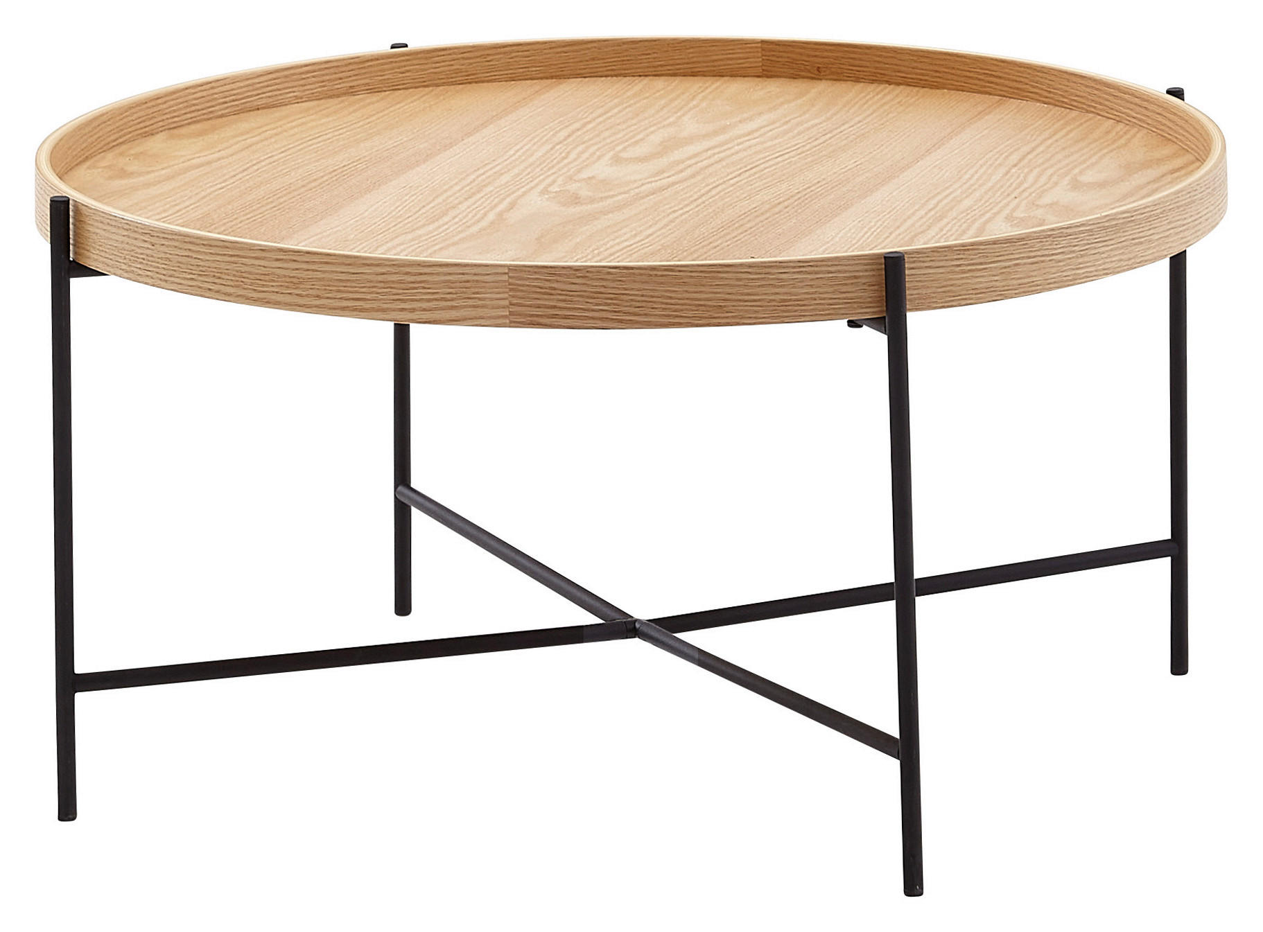COUCHTISCH 78/78/40 cm rund Braun  - Schwarz/Braun, MODERN, Holzwerkstoff/Metall (78/78/40cm) - MID.YOU