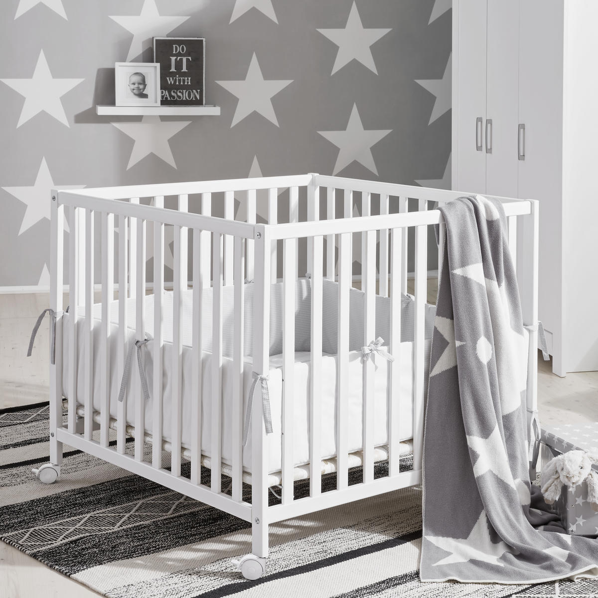 LAUFGITTER  97/97/70 cm  - Weiss, Lifestyle, Holz/Kunststoff (97/97/70cm) - My Baby Lou