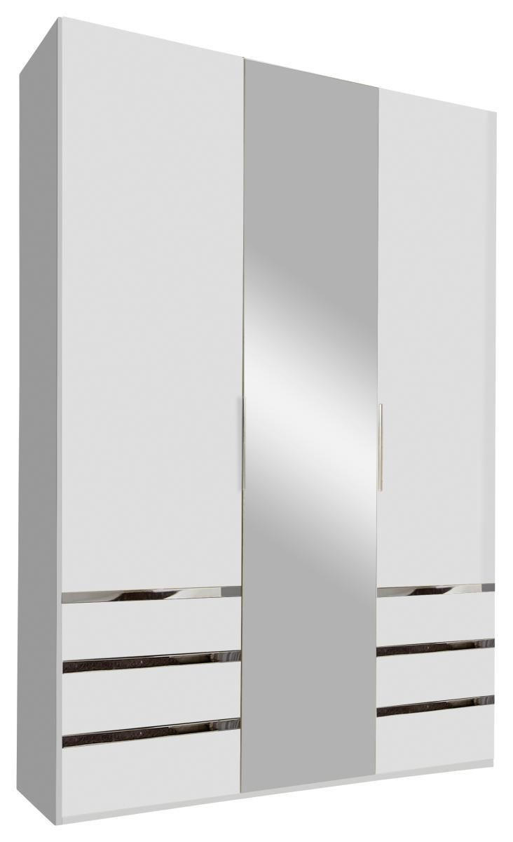 GARDEROB MED GÅNGJÄRN 150/216/58 cm 3-dörrar - vit/kromfärg, Modern, trämaterial/glas (150/216/58cm) - MID.YOU