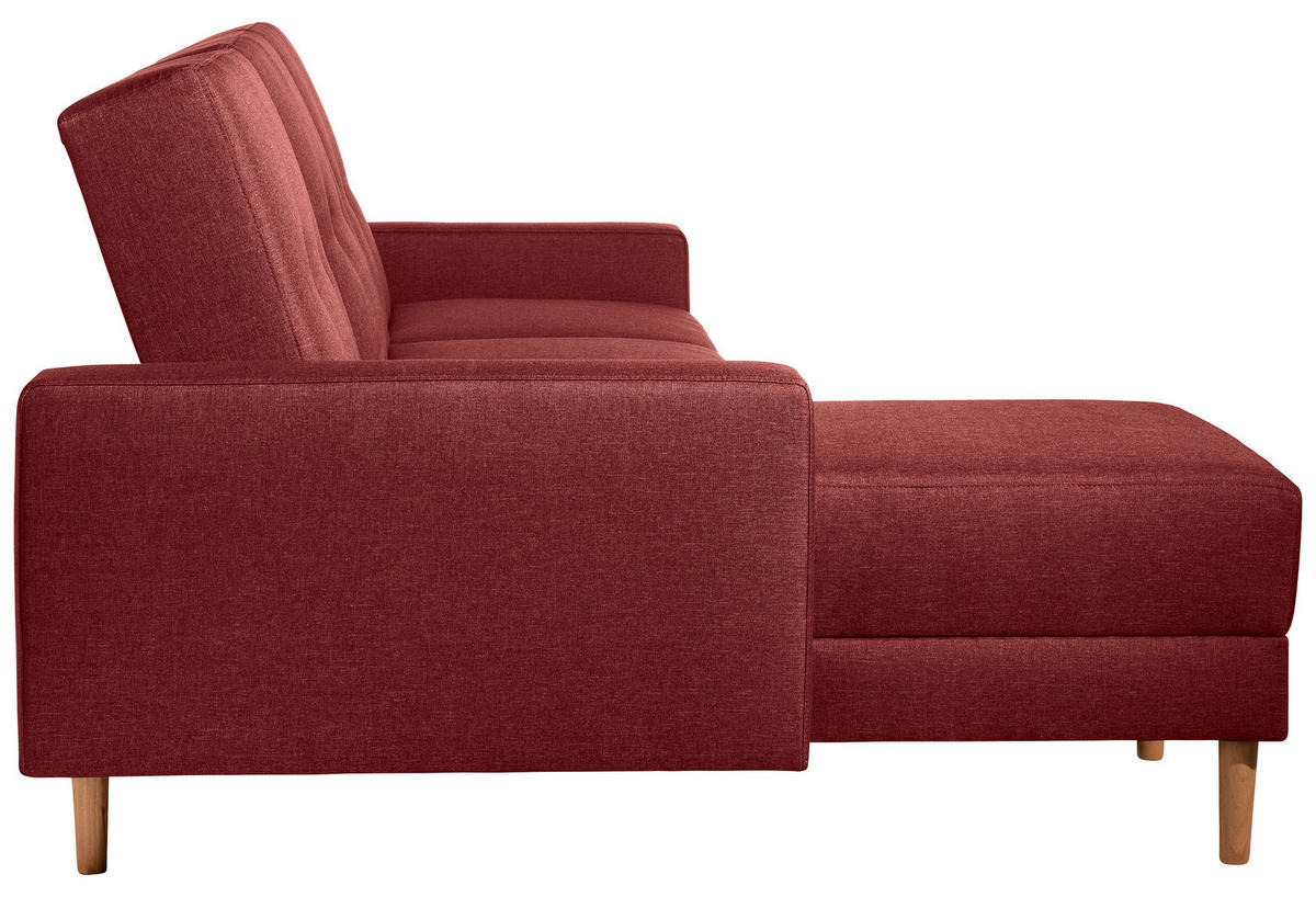 ECKSCHLAFSOFA in Flachgewebe Rot  - Rot/Erlefarben, Design, Holz/Textil (230/93/152cm) - Max Winzer