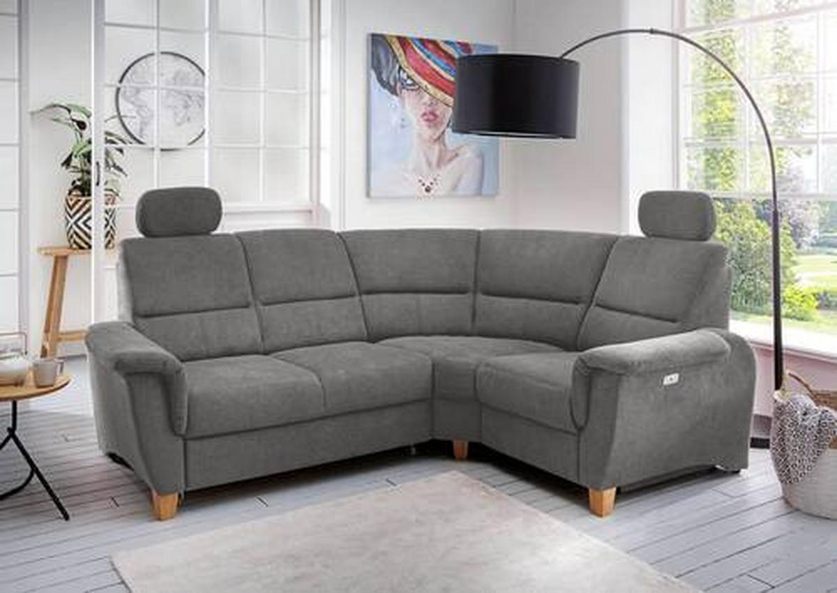 ECKSOFA in Struktur Dunkelgrau  - Wildeiche/Dunkelgrau, Konventionell, Holz/Textil (237/186cm) - Livetastic
