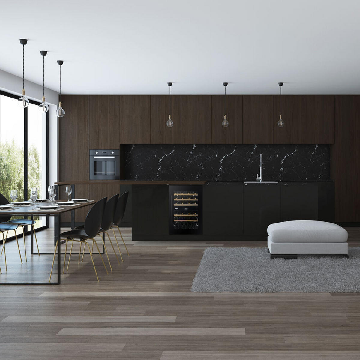 WEINKÜHLSCHRANK DVP-44.120DB  - Schwarz, Basics, Glas/Holz (59/88,2/57,1cm)