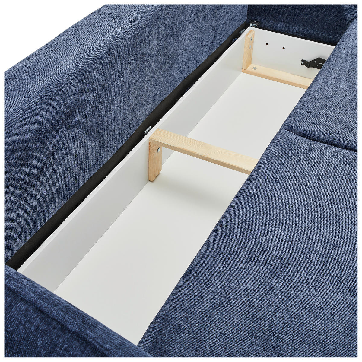 SCHLAFSOFA in Chenille Dunkelblau  - Schwarz/Dunkelblau, Konventionell, Holz/Textil (238/99/108cm) - MID.YOU