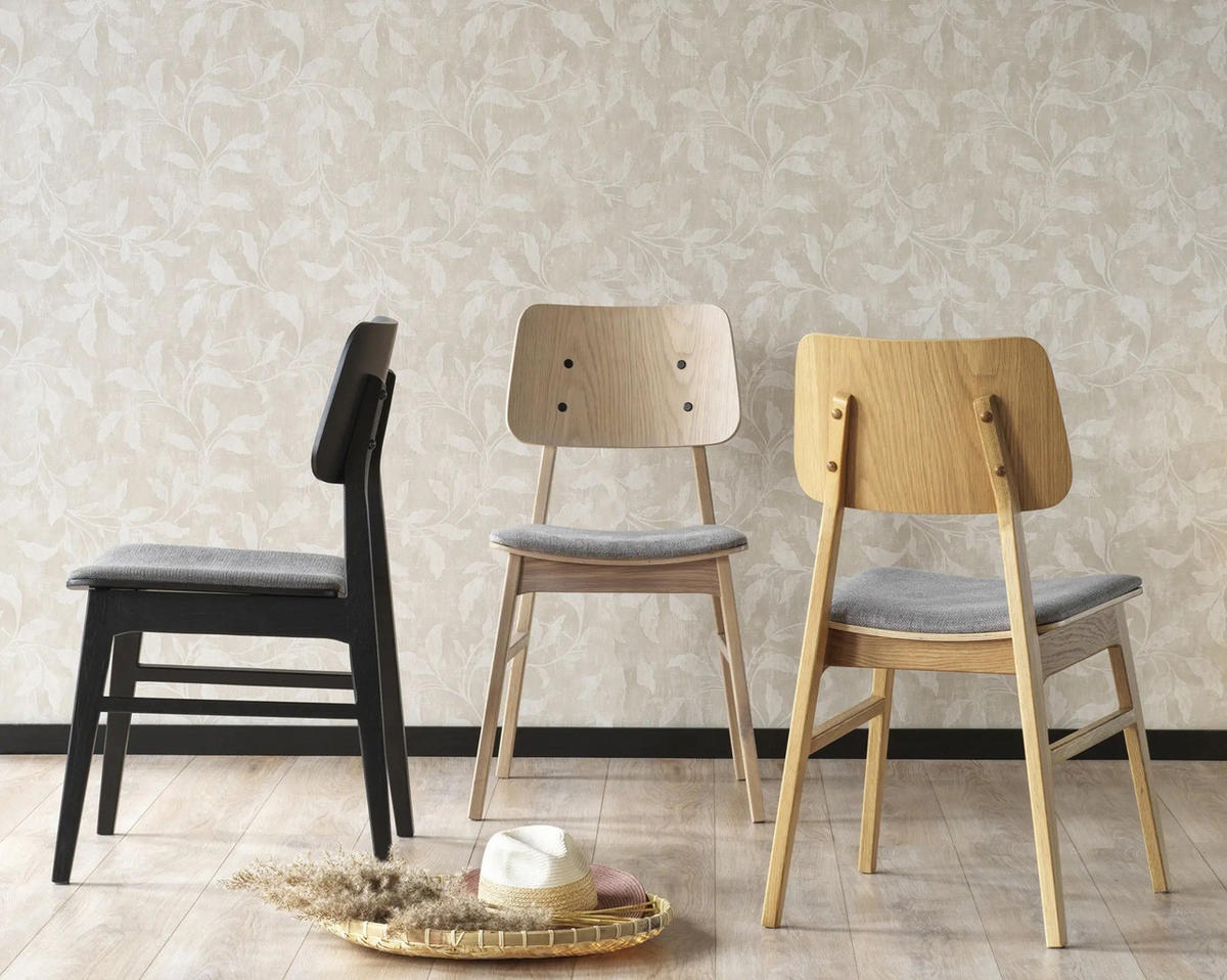 STOL  benutbud, tygutbud   - ek Bianco/ljusgrå, Klassisk, trä/textil (50/85/46cm) - Rowico