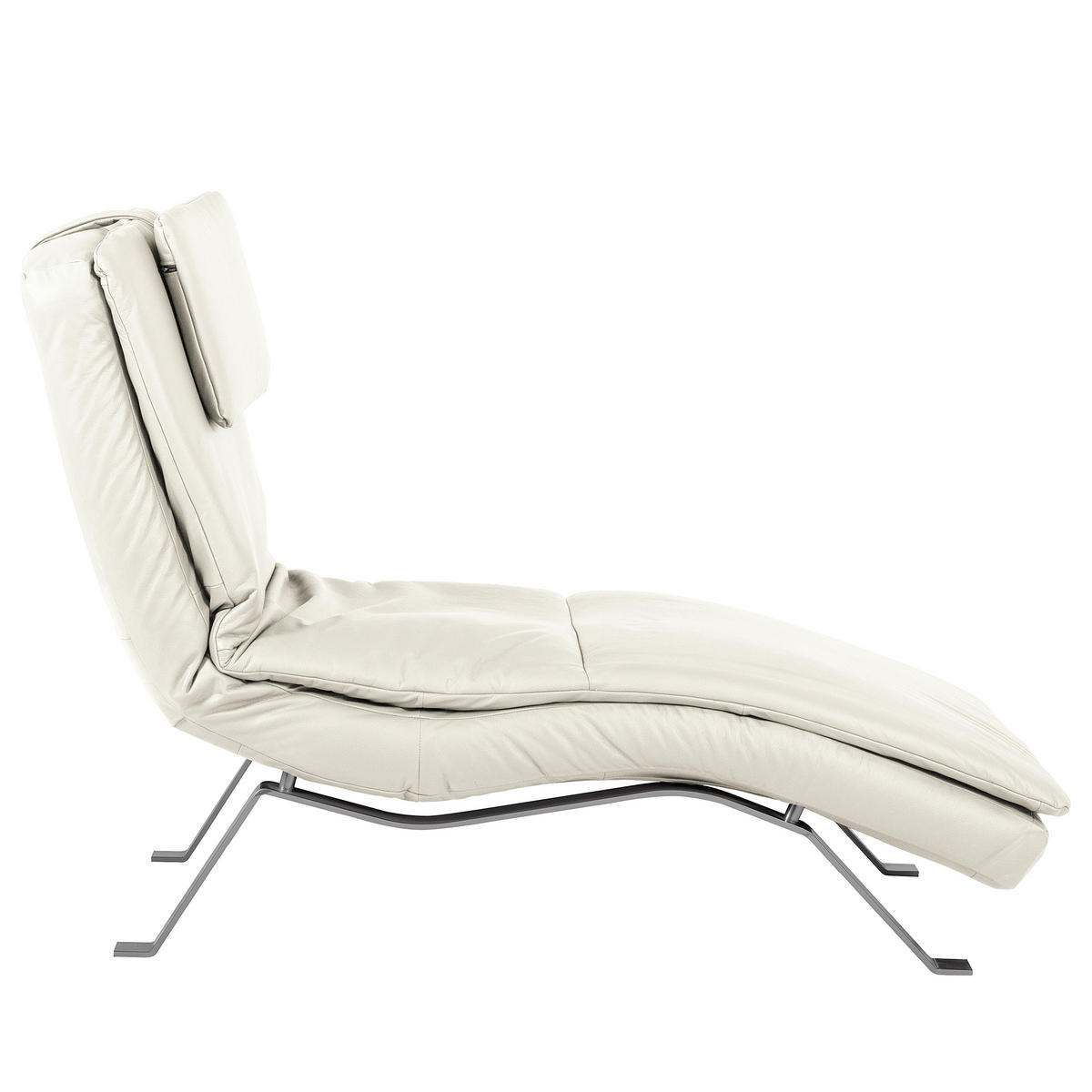 RELAXLIEGE in Echtleder Weiß  - Silberfarben/Weiß, Design, Leder/Metall (65/95/171cm) - Celina Home