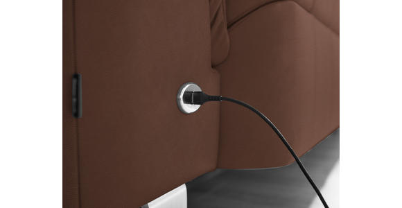 ECKSOFA in Echtleder Braun 233/309 cm - Edelstahlfarben/Braun, Design, Leder/Metall (233/309cm) - Dieter Knoll