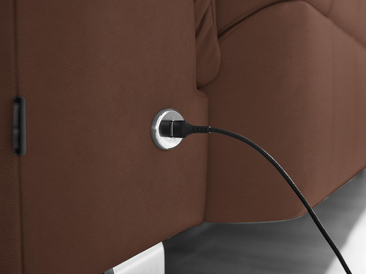 ECKSOFA in Echtleder Braun  233/309 cm  - Edelstahlfarben/Braun, Design, Leder/Metall (233/309cm) - Dieter Knoll