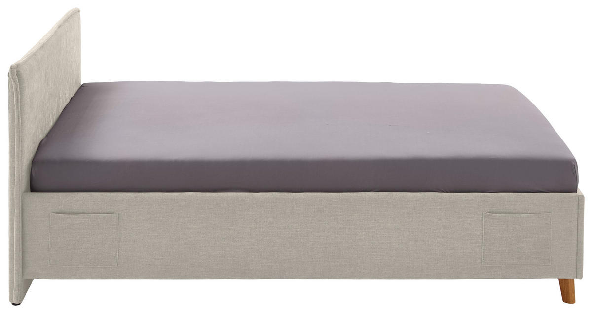 POLSTERBETT 140/200 cm  in Beige  - Eichefarben/Birkefarben, Konventionell, Holz/Textil (140/200cm) - home24
