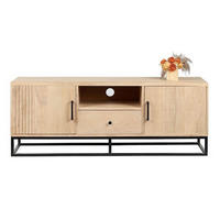 LOWBOARD  in 160/55/40 cm  - Schwarz/Naturfarben, Design, Holz/Metall (160/55/40cm) - Livetastic