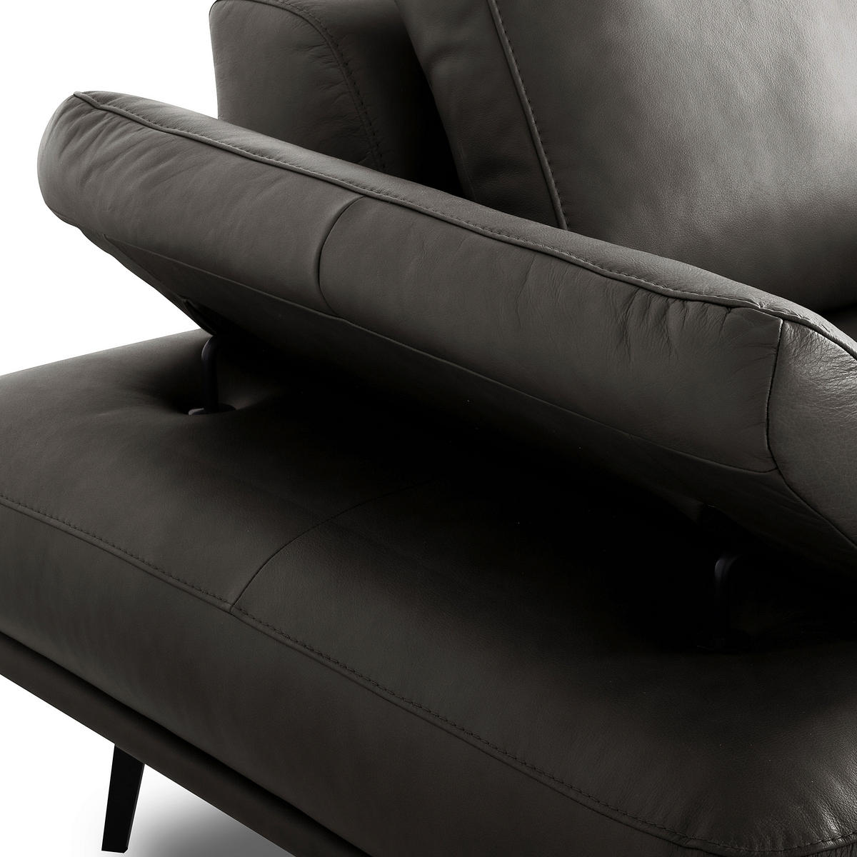 ECKSOFA  in Echtleder Anthrazit  306/237 cm  - Anthrazit/Schwarz, Design, Leder/Metall (306/237cm) - Livetastic
