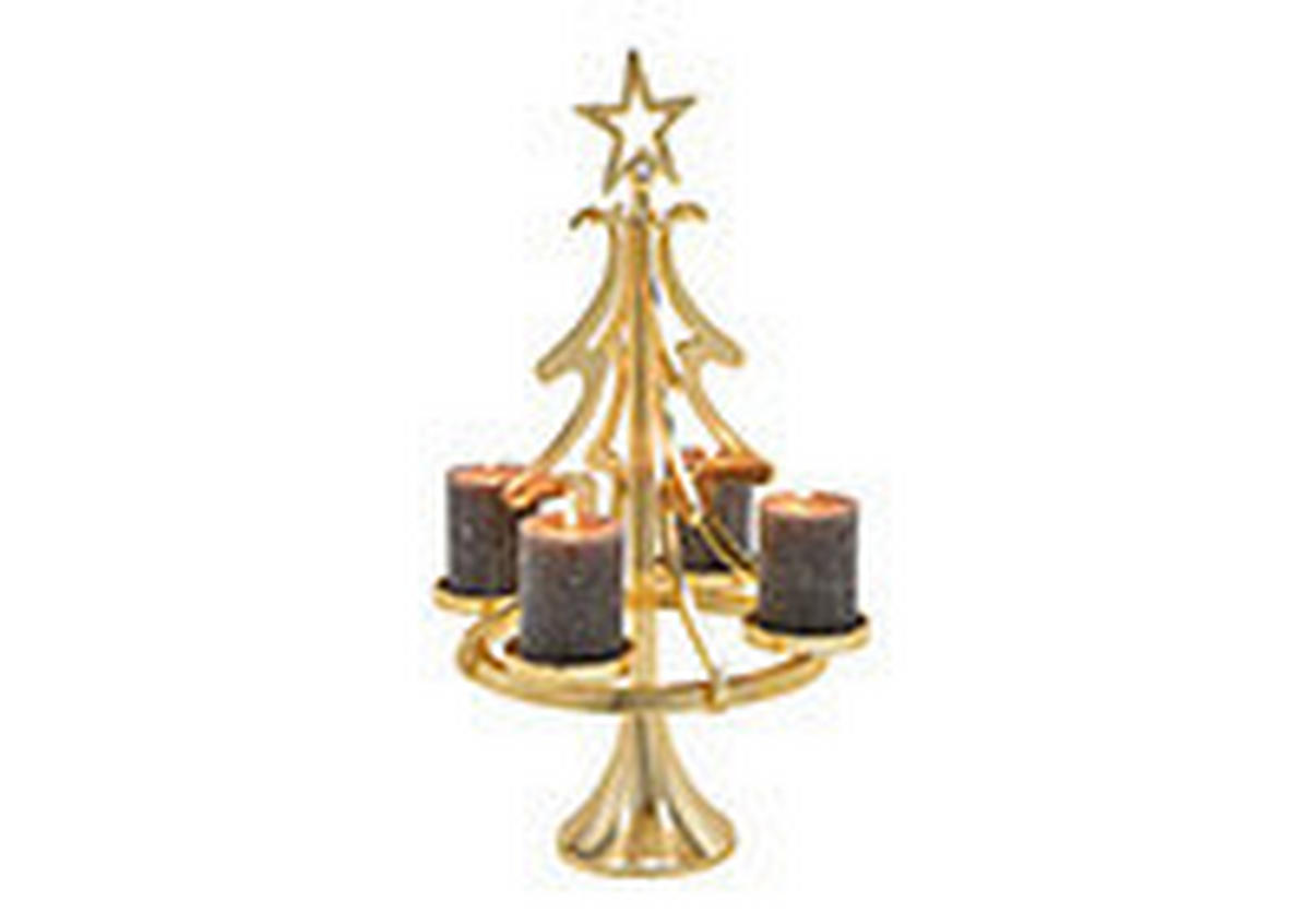 TEELICHTHALTER  - Goldfarben, Basics, Metall (32/55/32cm) - X-Mas