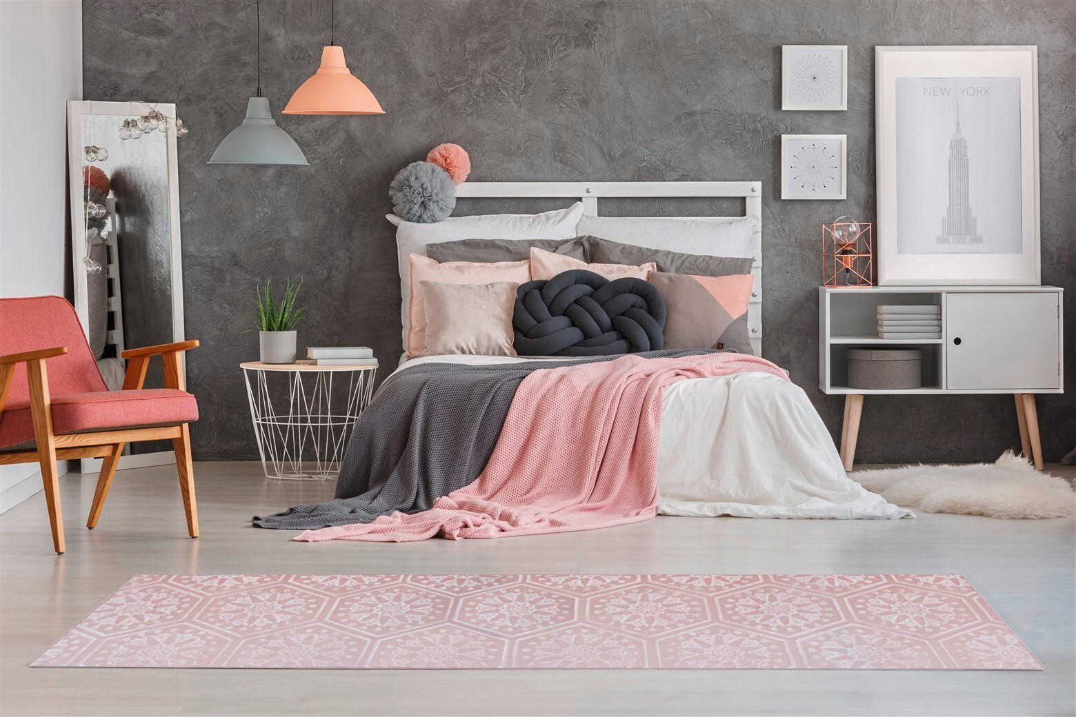 LÄUFER 80/150 cm Monroe 225 Rosa  - Rosa, KONVENTIONELL, Kunststoff/Textil (80/150cm)